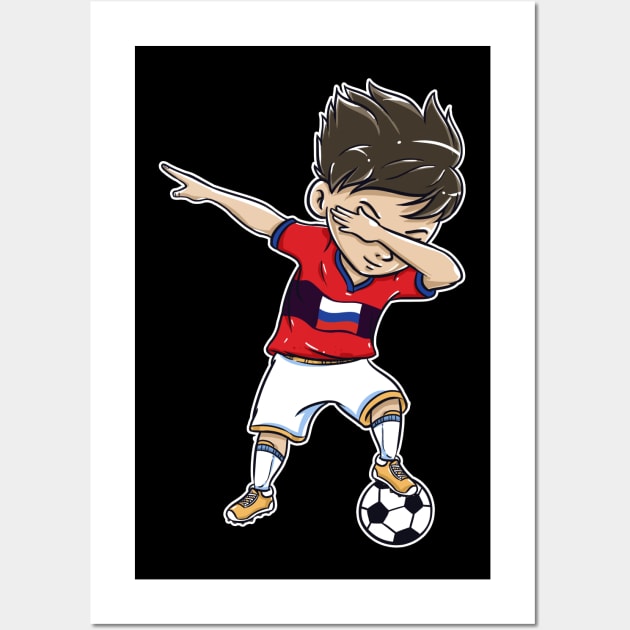 Dabbing Soccer Player Funny Russia Fan T-Shirt boy Wall Art by Pummli